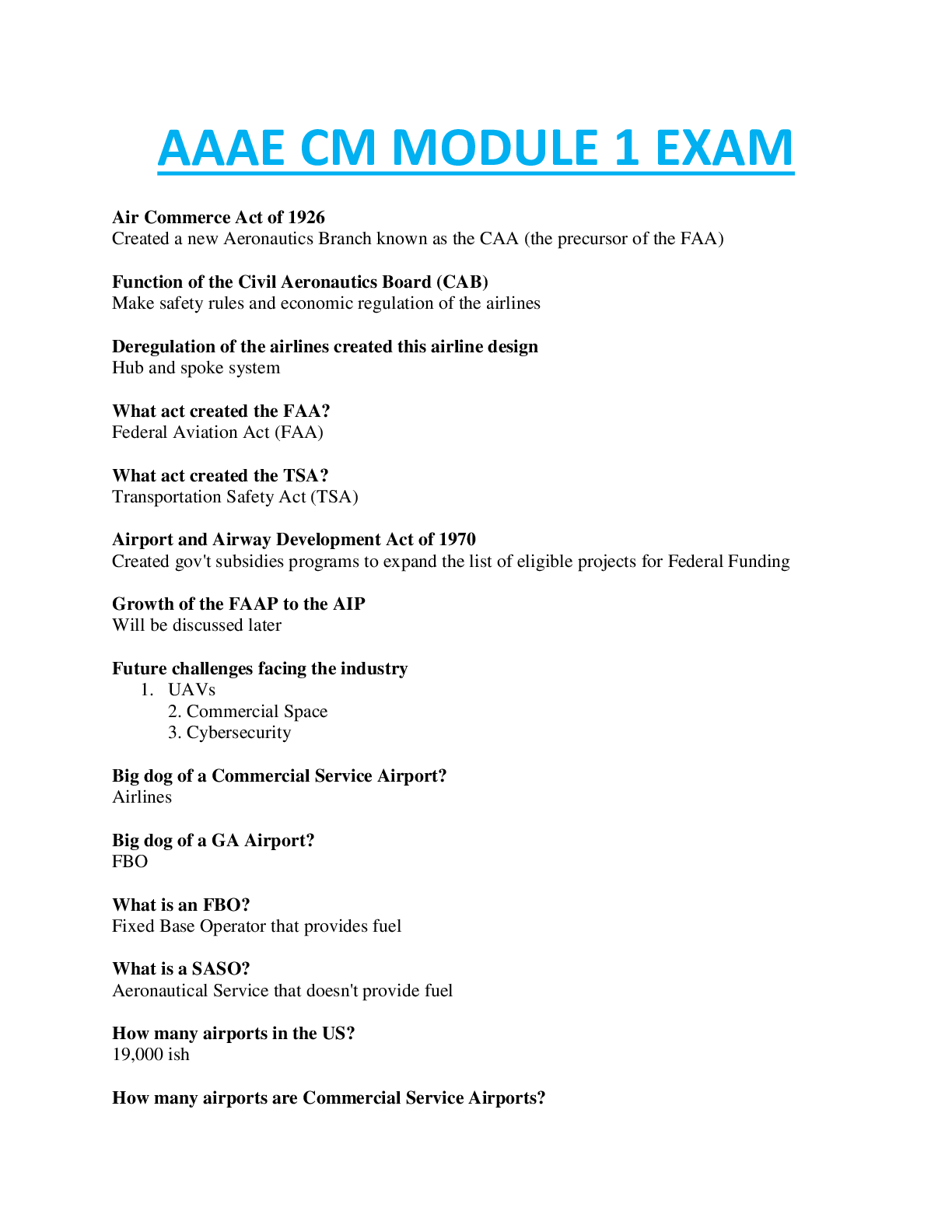 Preview image for AAAE CM MODULE 1 LATEST 2023 WITH COMPLETE GUIDE SOLUTION RATED A+.